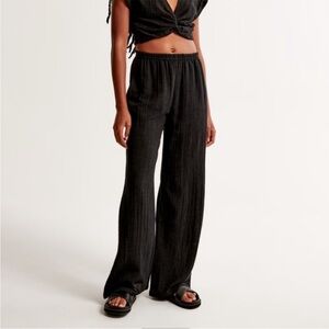 Abercrombie Crinkle Textured Wide Leg Pant